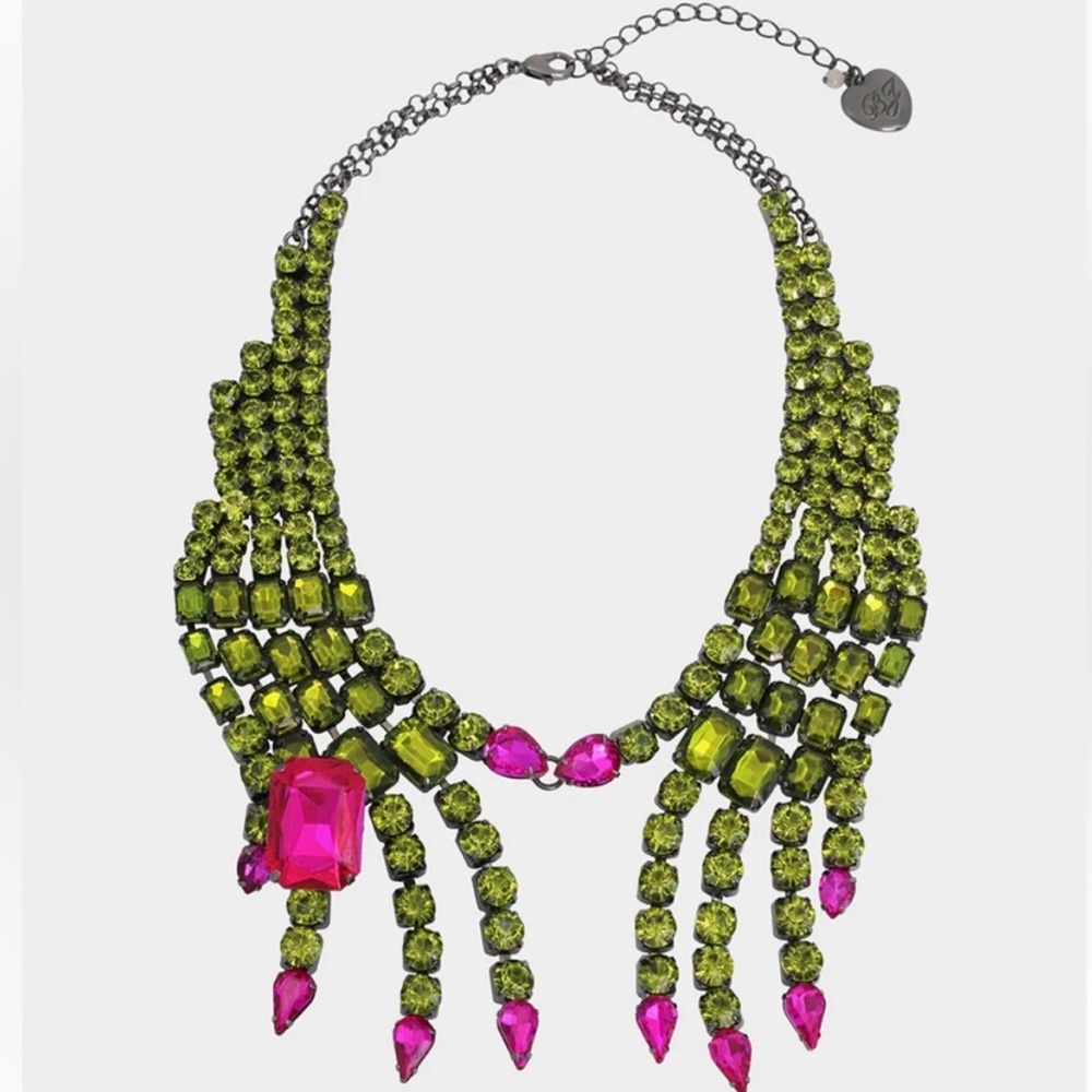 Bold Green and Pink Witch Hands Bib Statement Necklace